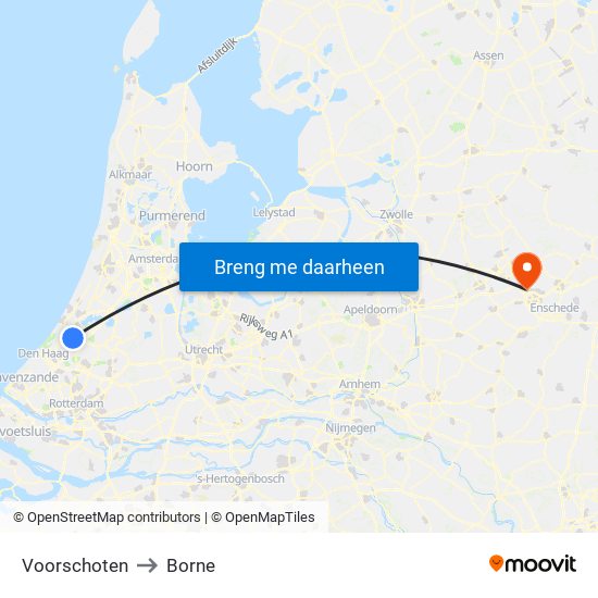 Voorschoten to Borne map