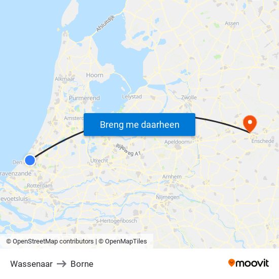 Wassenaar to Borne map