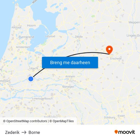 Zederik to Borne map
