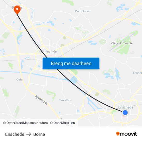 Enschede to Borne map