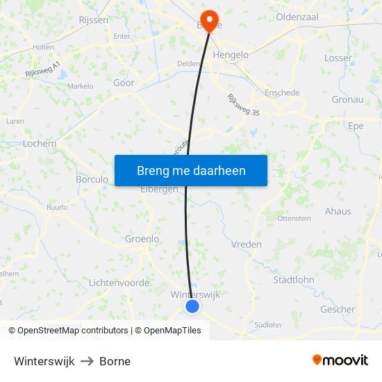 Winterswijk to Borne map