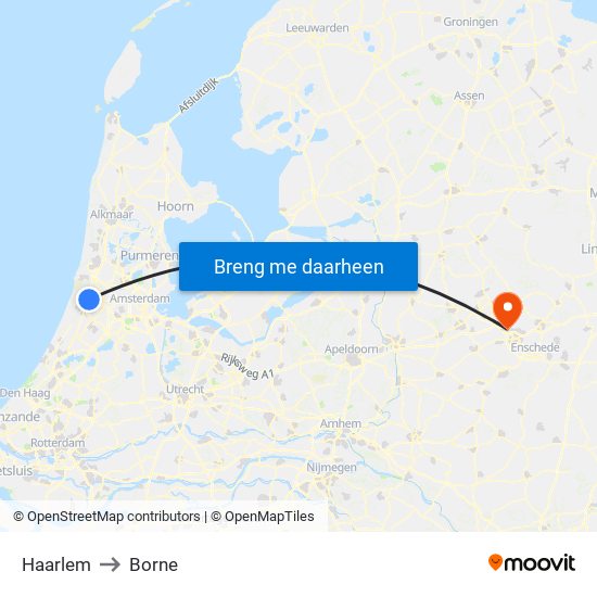 Haarlem to Borne map
