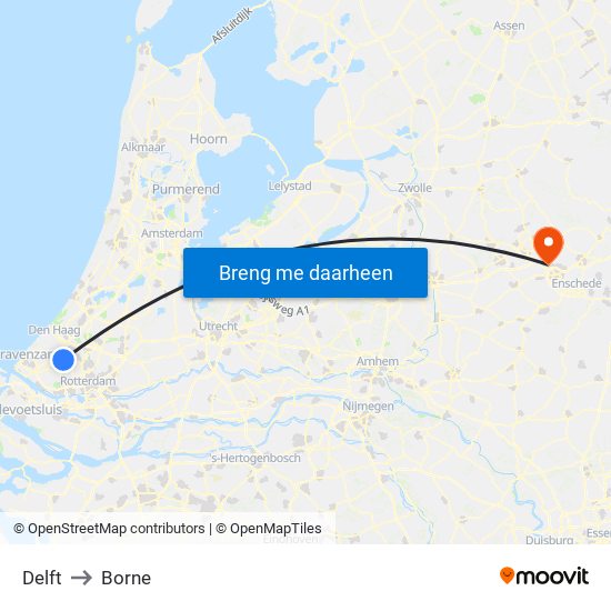 Delft to Borne map