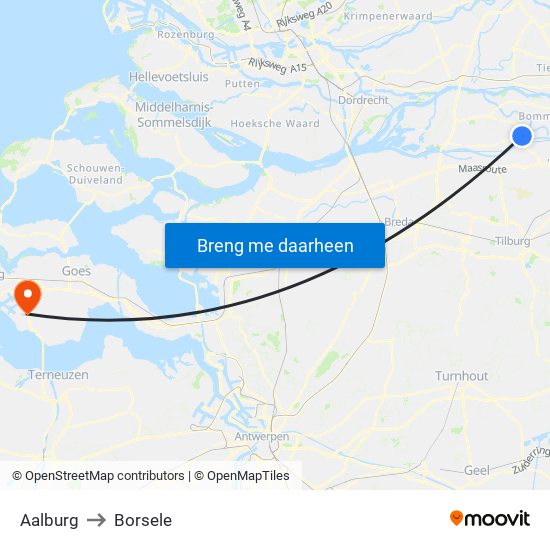 Aalburg to Borsele map