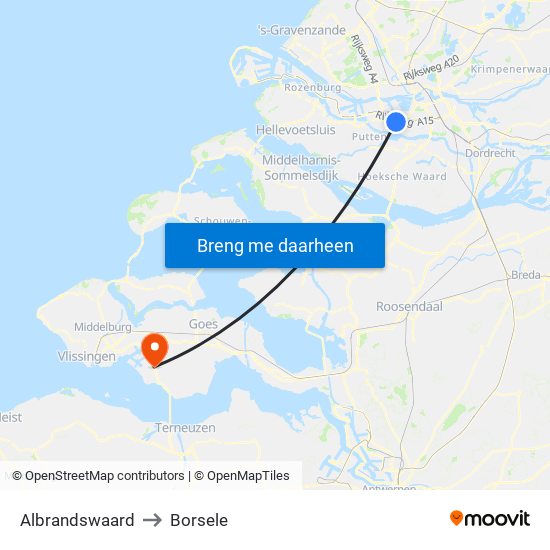 Albrandswaard to Borsele map