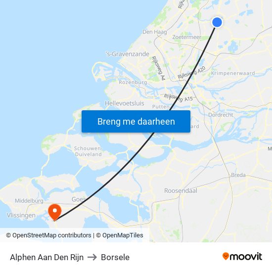 Alphen Aan Den Rijn to Borsele map