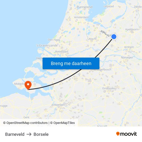 Barneveld to Borsele map