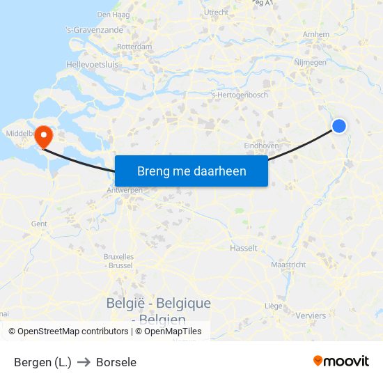 Bergen (L.) to Borsele map