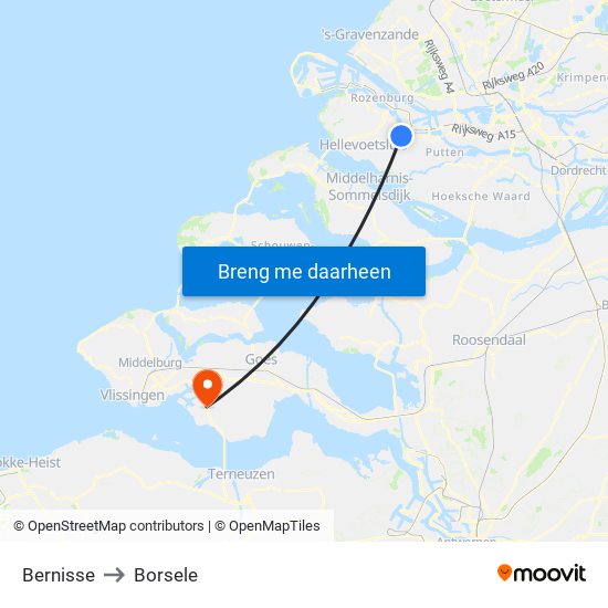 Bernisse to Borsele map