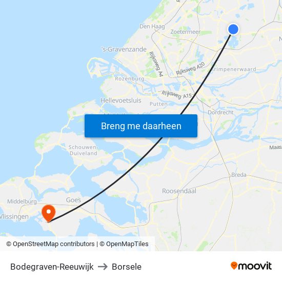 Bodegraven-Reeuwijk to Borsele map