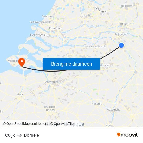 Cuijk to Borsele map