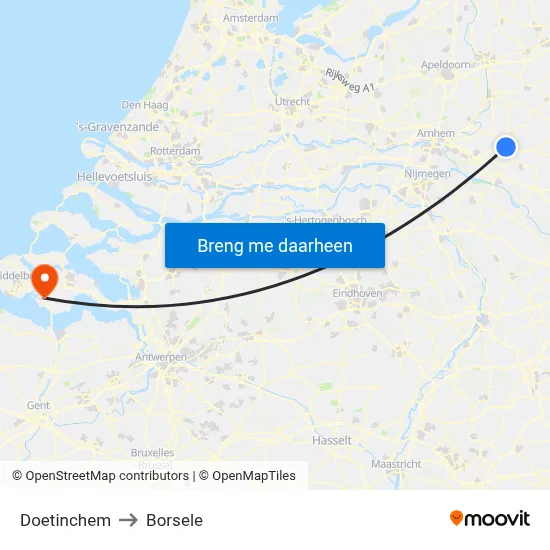 Doetinchem to Borsele map