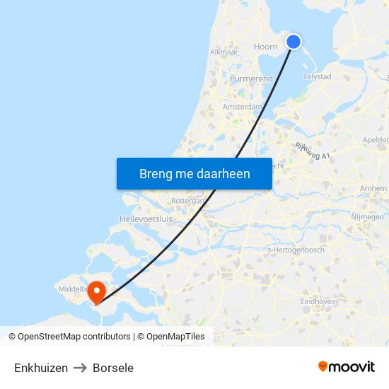 Enkhuizen to Borsele map