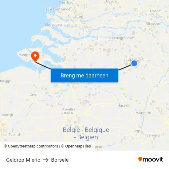 Geldrop-Mierlo to Borsele map