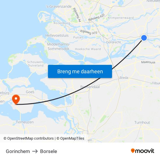 Gorinchem to Borsele map