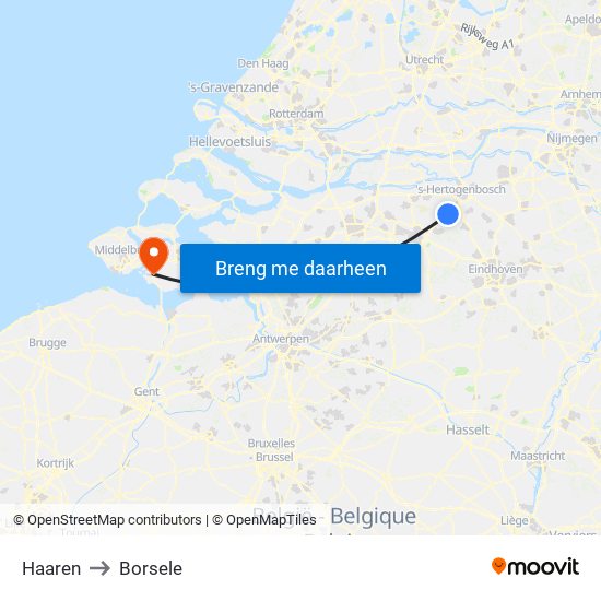 Haaren to Borsele map