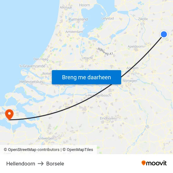 Hellendoorn to Borsele map