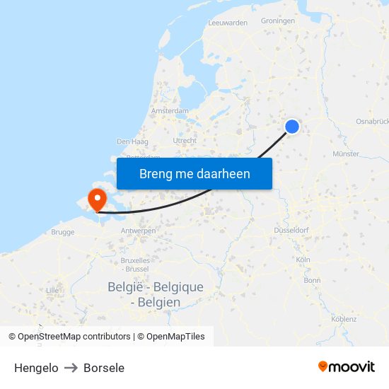 Hengelo to Borsele map