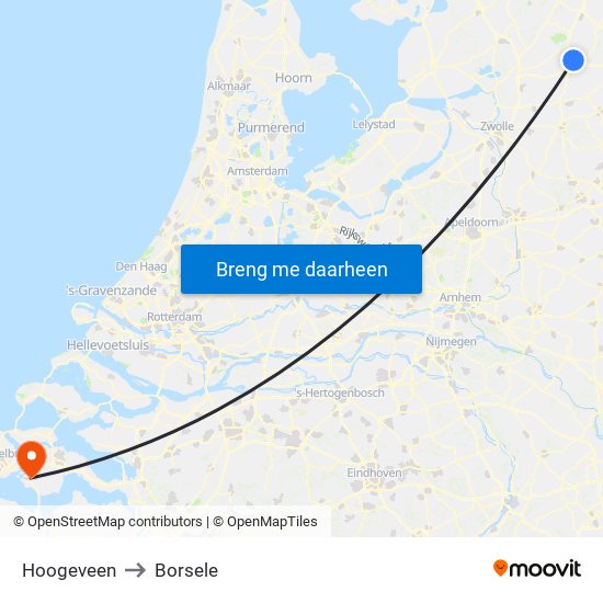 Hoogeveen to Borsele map