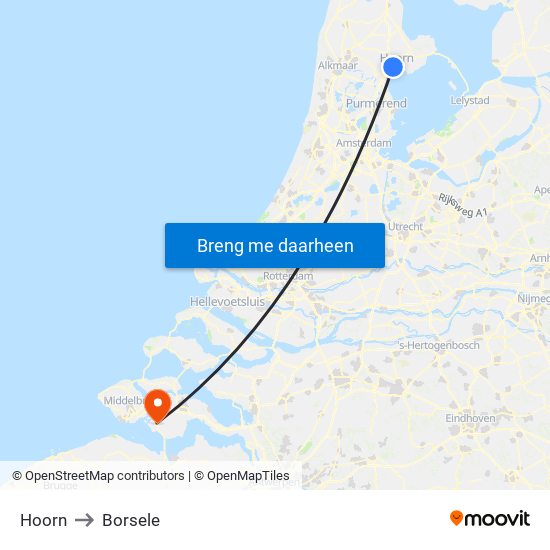 Hoorn to Borsele map