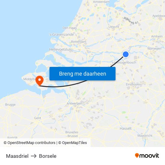 Maasdriel to Borsele map