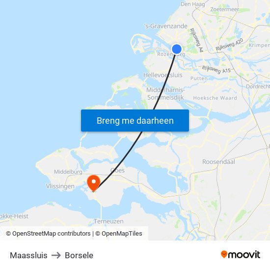 Maassluis to Borsele map