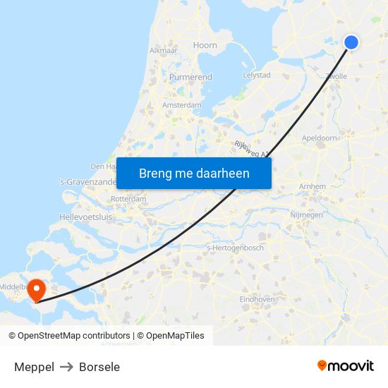 Meppel to Borsele map