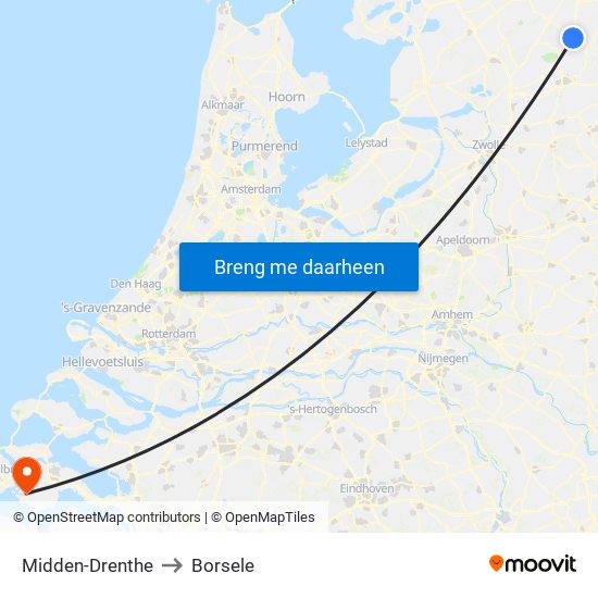 Midden-Drenthe to Borsele map