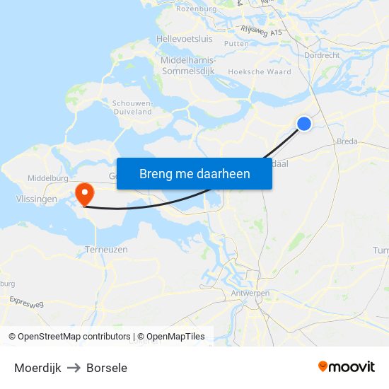Moerdijk to Borsele map