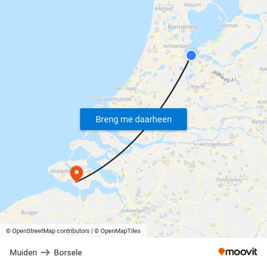 Muiden to Borsele map