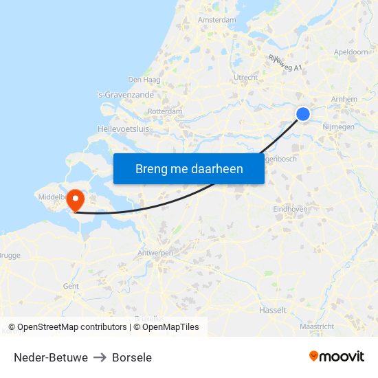 Neder-Betuwe to Borsele map