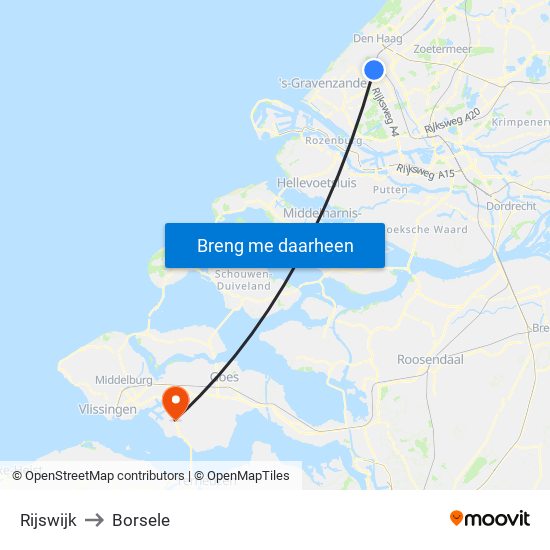 Rijswijk to Borsele map