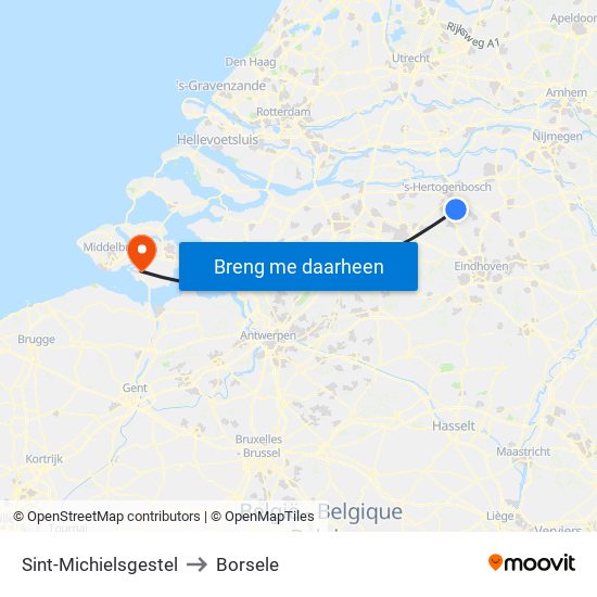 Sint-Michielsgestel to Borsele map