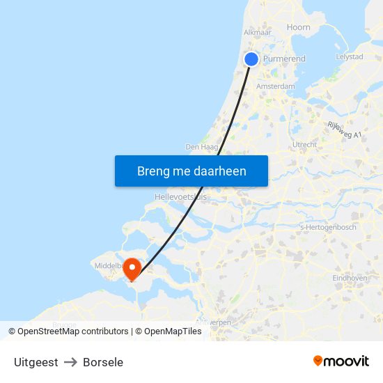 Uitgeest to Borsele map