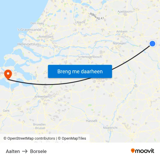 Aalten to Borsele map