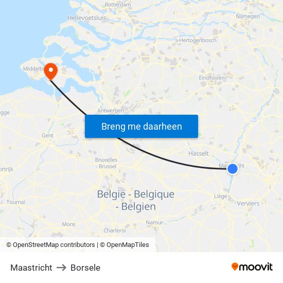 Maastricht to Borsele map