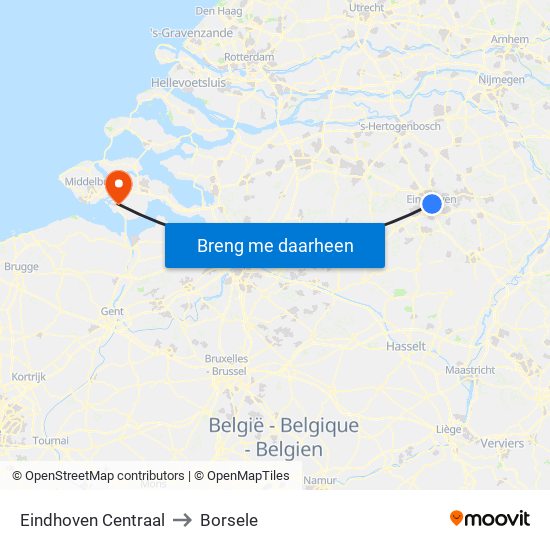 Eindhoven Centraal to Borsele map