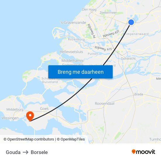 Gouda to Borsele map