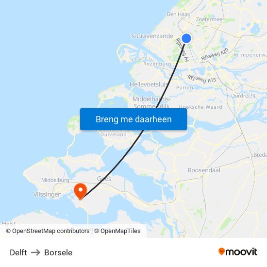 Delft to Borsele map