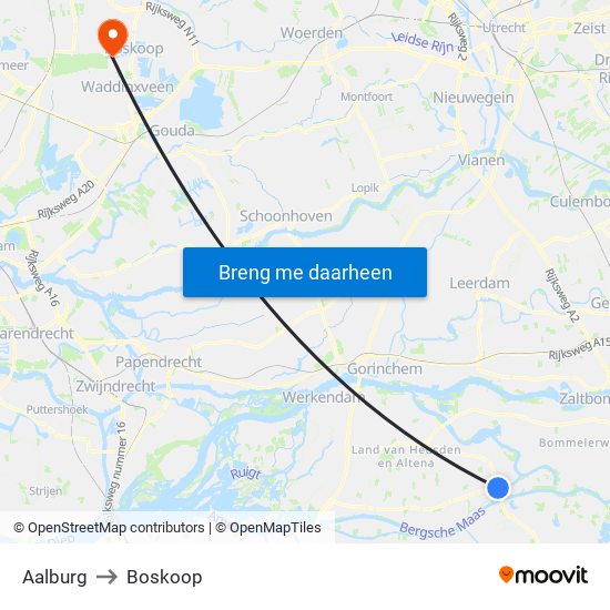 Aalburg to Boskoop map