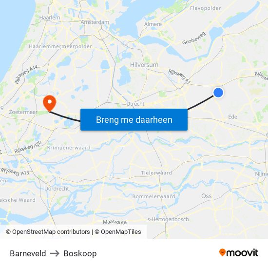 Barneveld to Boskoop map