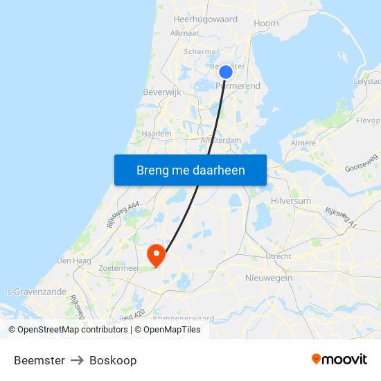 Beemster to Boskoop map