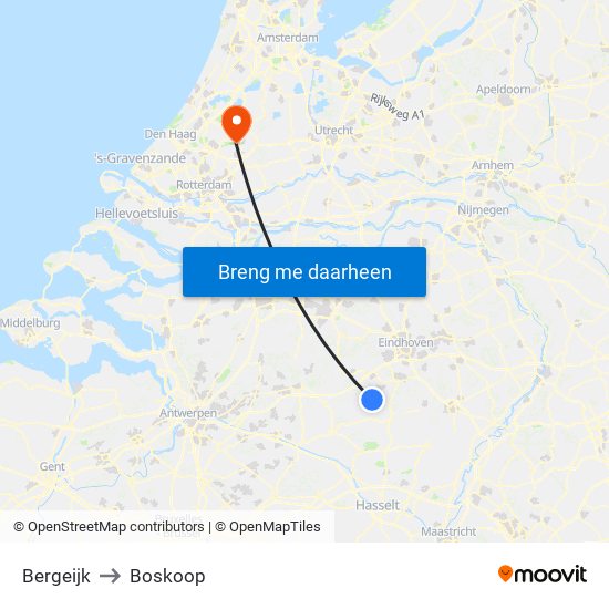 Bergeijk to Boskoop map