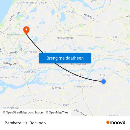 Bernheze to Boskoop map
