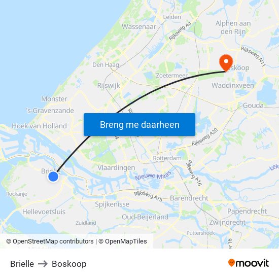 Brielle to Boskoop map