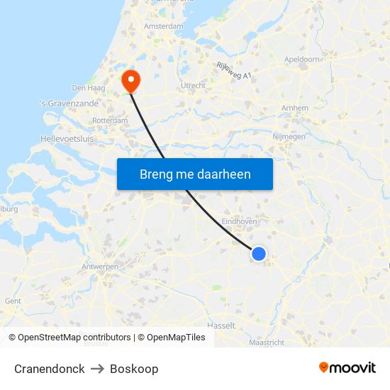 Cranendonck to Boskoop map