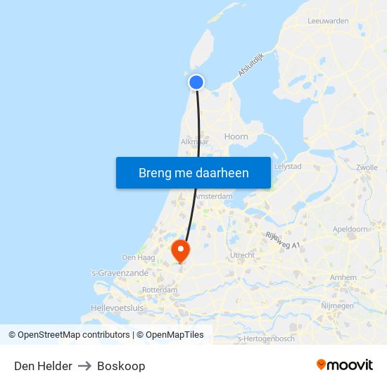 Den Helder to Boskoop map