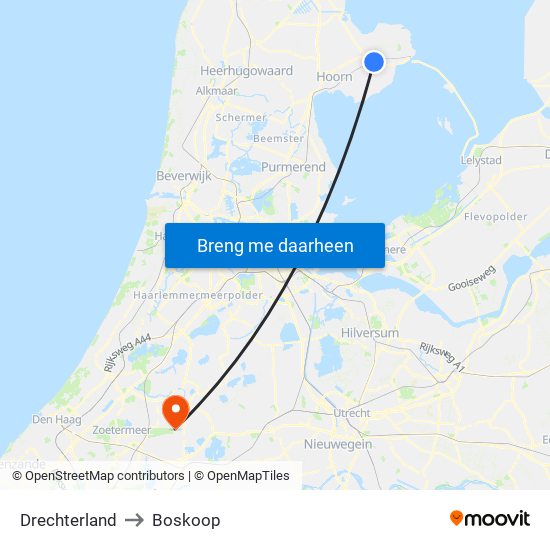 Drechterland to Boskoop map