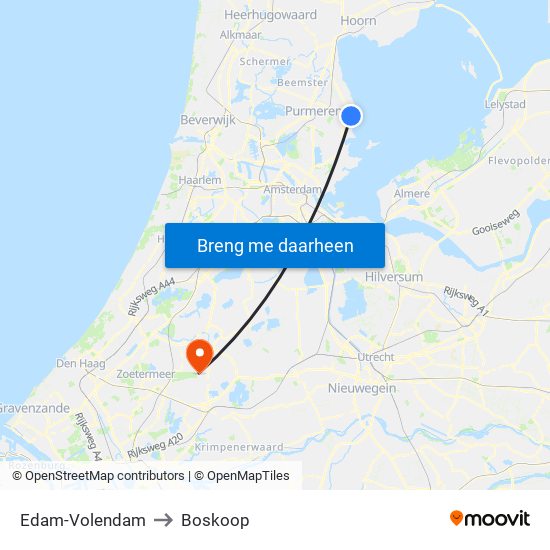 Edam-Volendam to Boskoop map