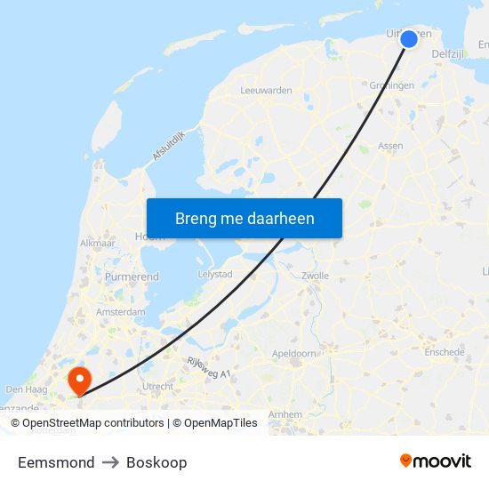 Eemsmond to Boskoop map